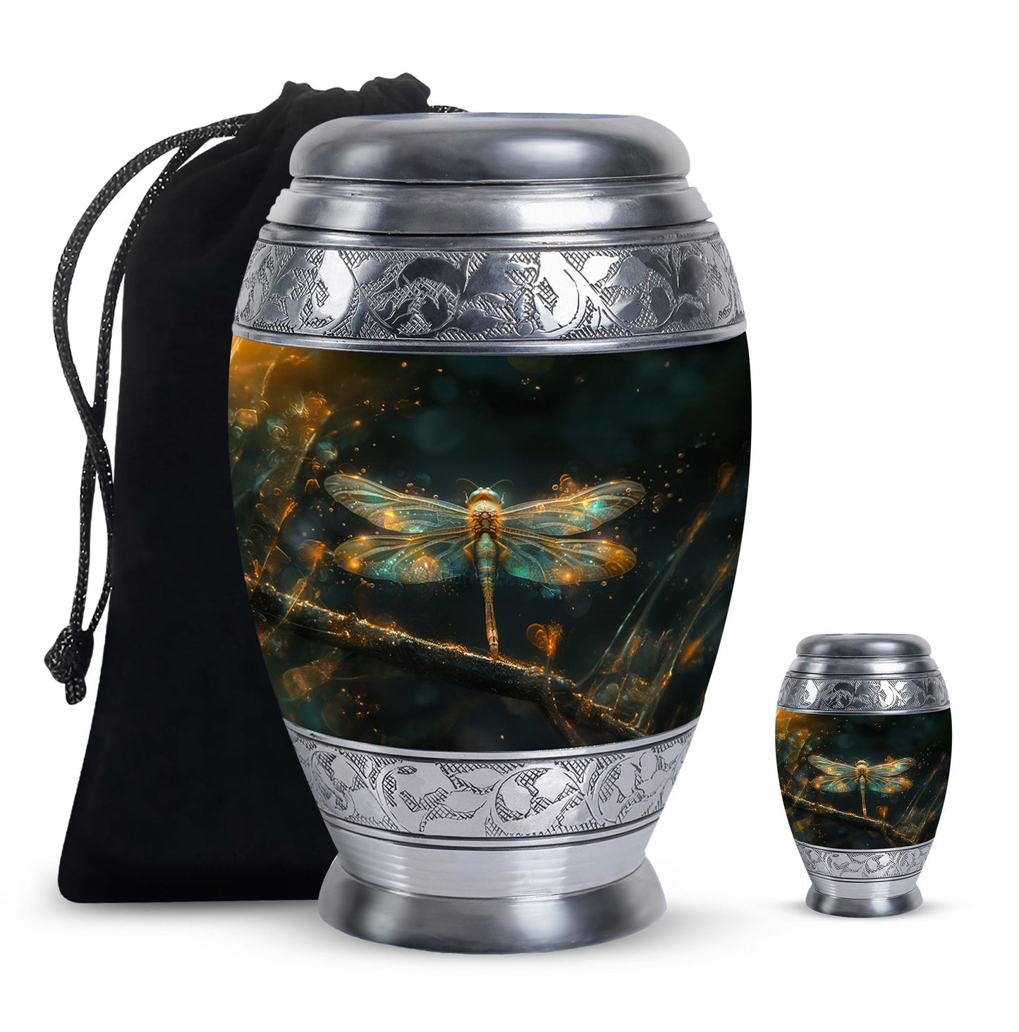 Personalized Dragonfly Keepsake Urn for Women - 10-inch, 200 cu in - Yatskia