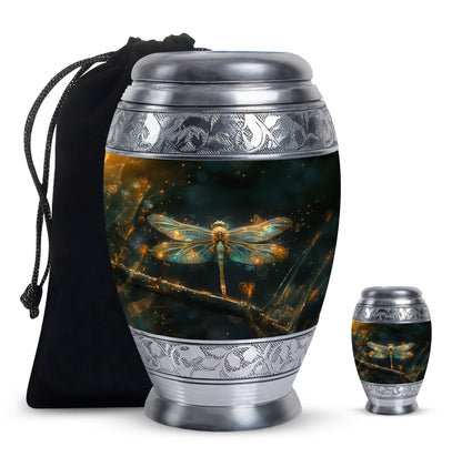 Personalized Dragonfly Keepsake Urn for Women - 10-inch, 200 cu in - Yatskia