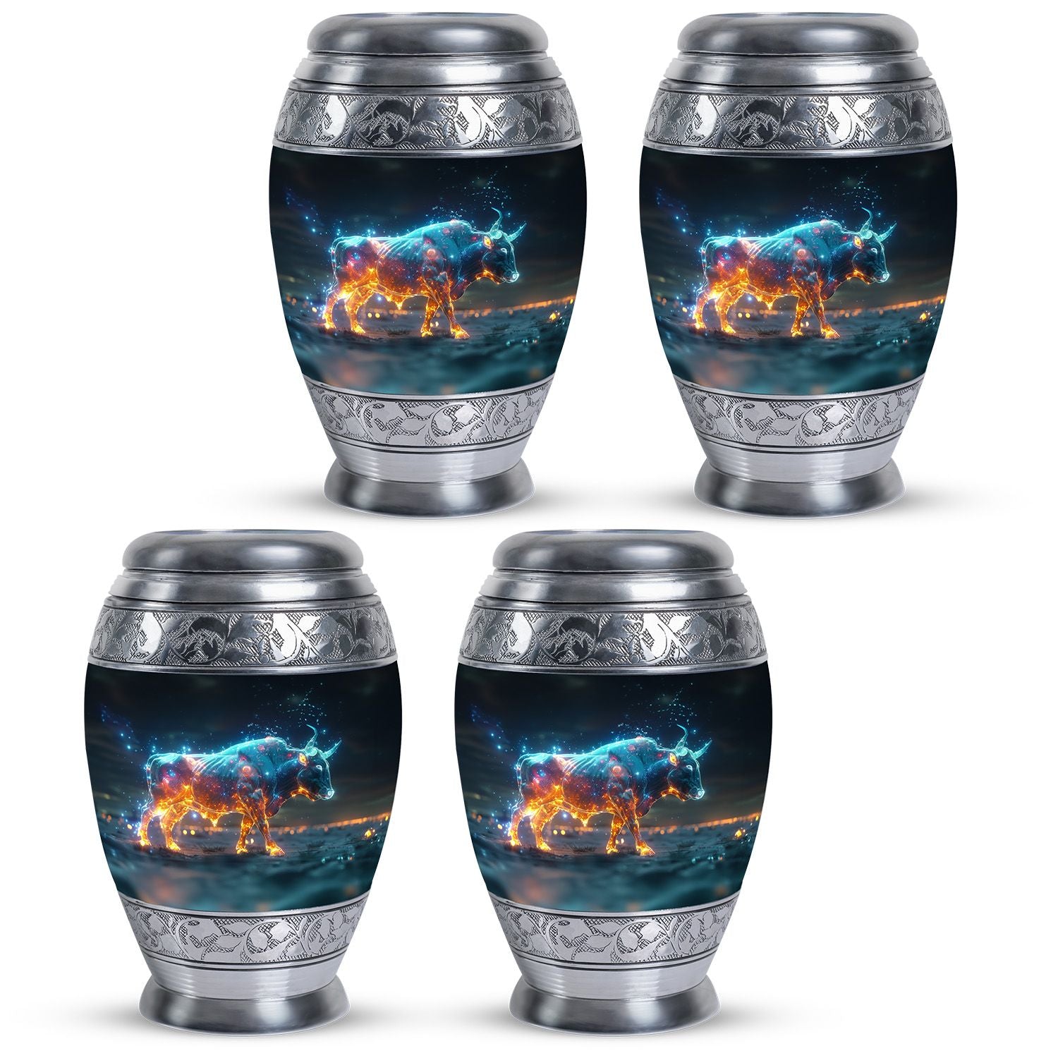 Stellar Taurus Glowing Urn - Bull Urn Memorial For Men & Women