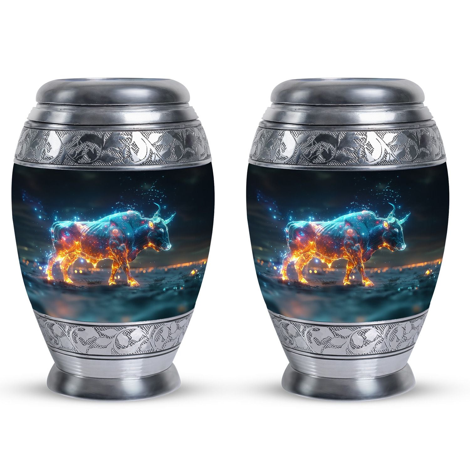 Stellar Taurus Glowing Urn - Bull Urn Memorial For Men & Women