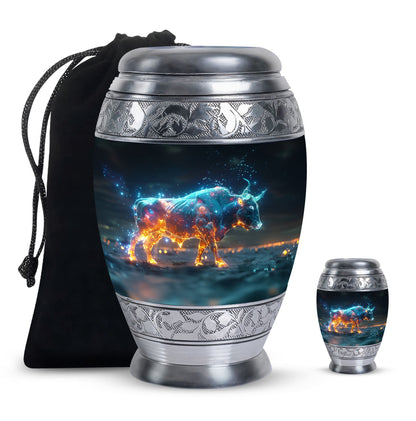Personalized Bull Memorial Urn for Men & Women - 10-inch, 200 cu in - Yatskia