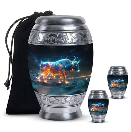 Personalized Bull Memorial Urn for Men & Women - 10-inch, 200 cu in - Yatskia