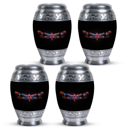 Black Personalized Dragonfly Cremation Urn for Women - 10-inch, 200 cu in - Yatskia