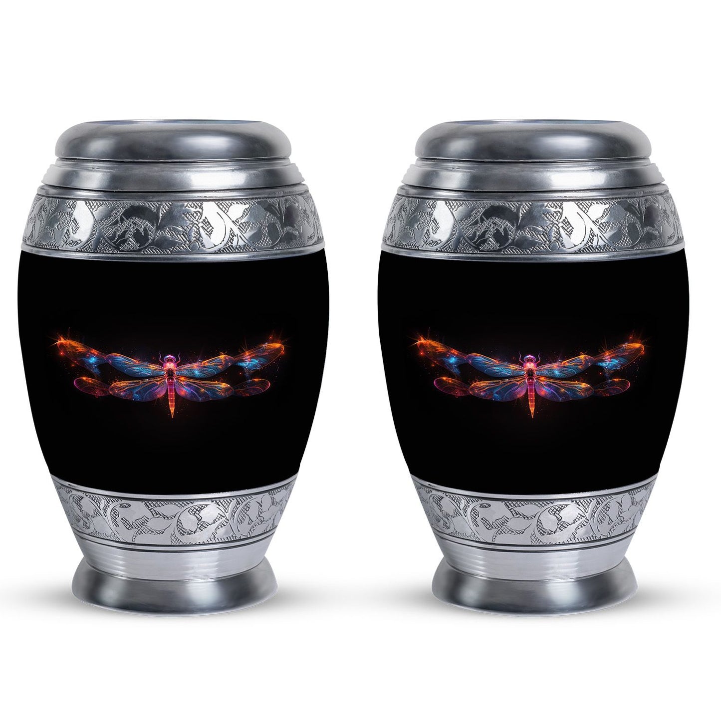 Black Personalized Dragonfly Cremation Urn for Women - 10-inch, 200 cu in - Yatskia