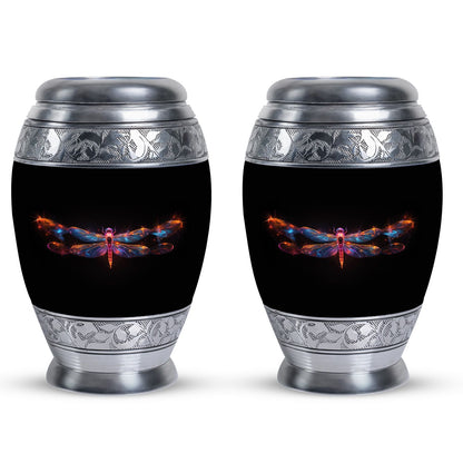 Black Personalized Dragonfly Cremation Urn for Women - 10-inch, 200 cu in - Yatskia
