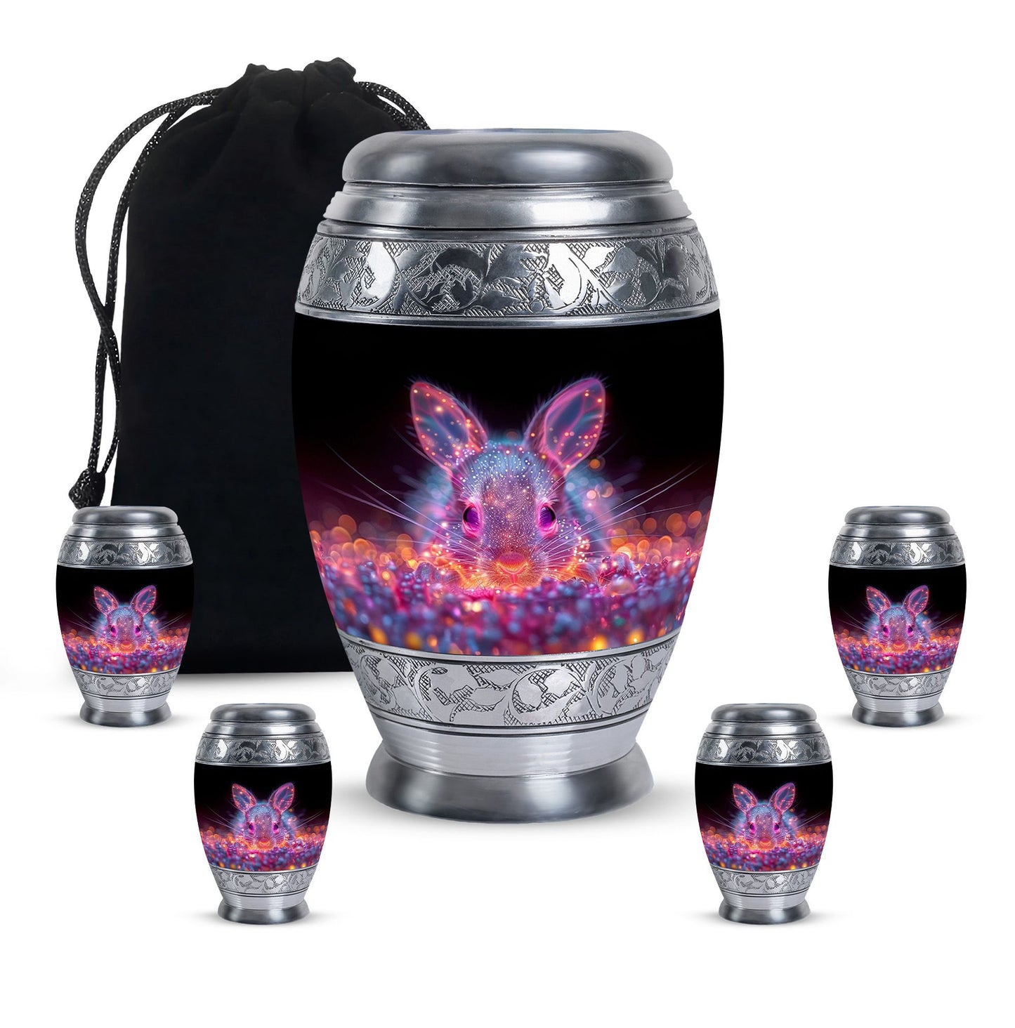 Pink Personalized Rabbit Cremation Urn for Pet Ashes - 10-inch, 200 cu in - Yatskia