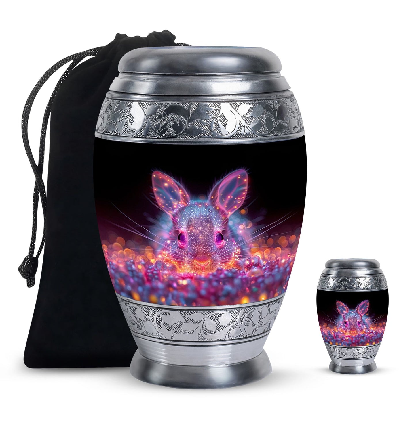 Pink Personalized Rabbit Cremation Urn for Pet Ashes - 10-inch, 200 cu in - Yatskia