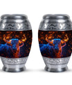 Fiery Horn Bull Memorial Urn For Ashes - Bull Cremation Ashes Urns