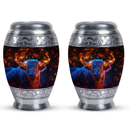 Personalized Bull Cremation Urn for Human Ashes - 10-inch, 200 cu in - Yatskia