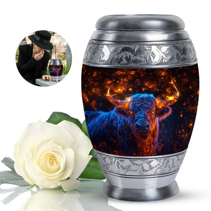 Personalized Bull Cremation Urn for Human Ashes - 10-inch, 200 cu in - Yatskia