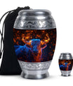 Fiery Horn Bull Memorial Urn For Ashes - Bull Cremation Ashes Urns
