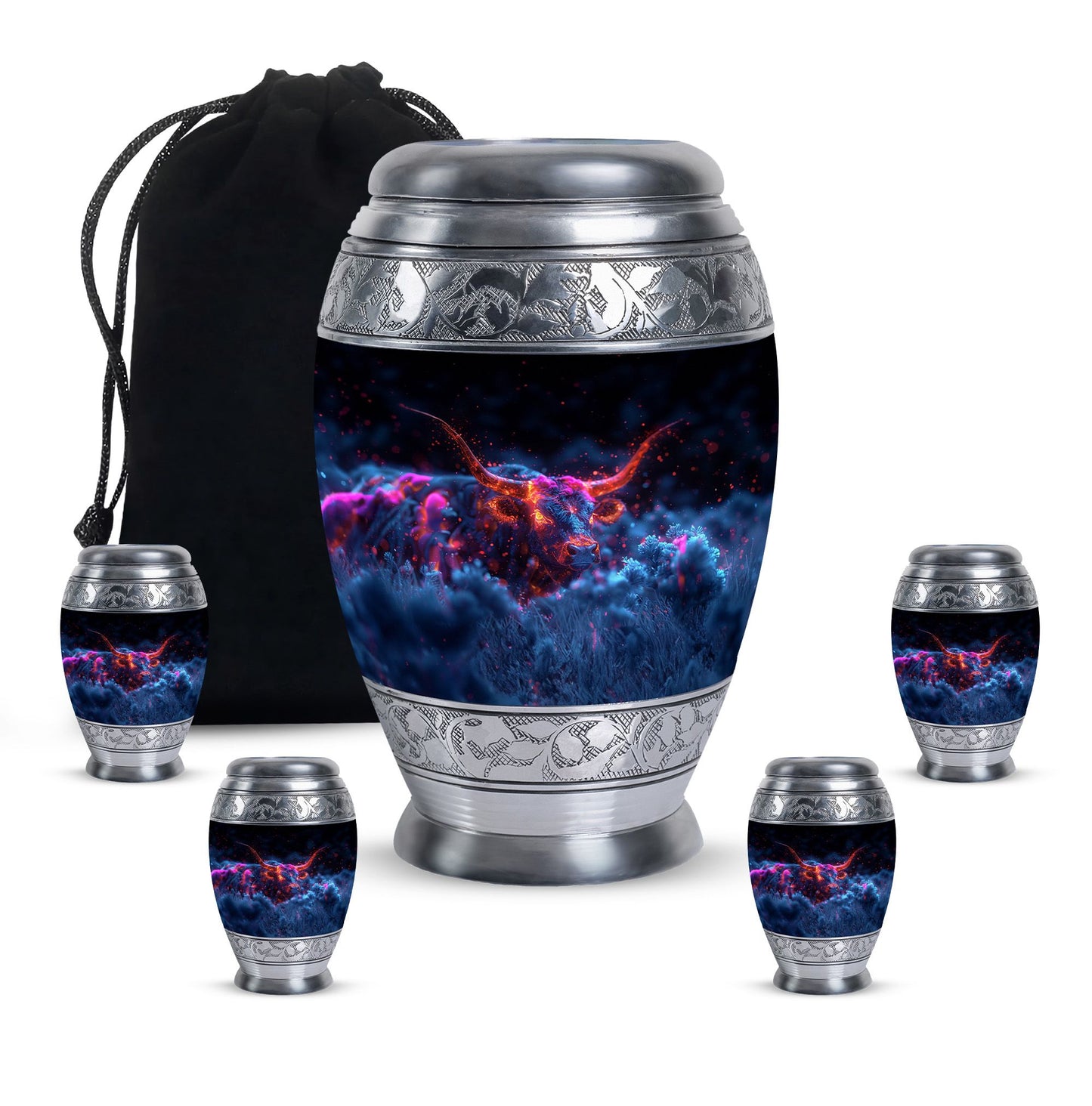 Personalized Bull Cremation Urn for Men - 10-inch, 200 cu in - Yatskia