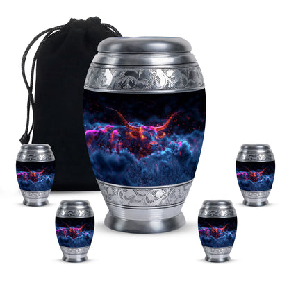 Personalized Bull Cremation Urn for Men - 10-inch, 200 cu in - Yatskia