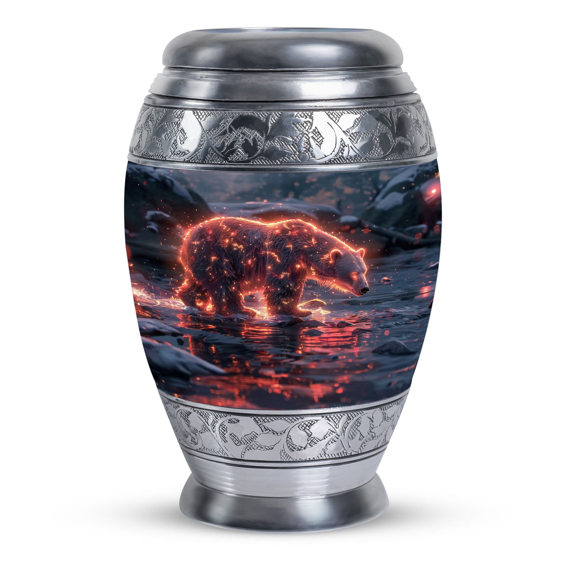 Fiery Polar Bear Urn for Funeral - Polar Bear Cremation Urn