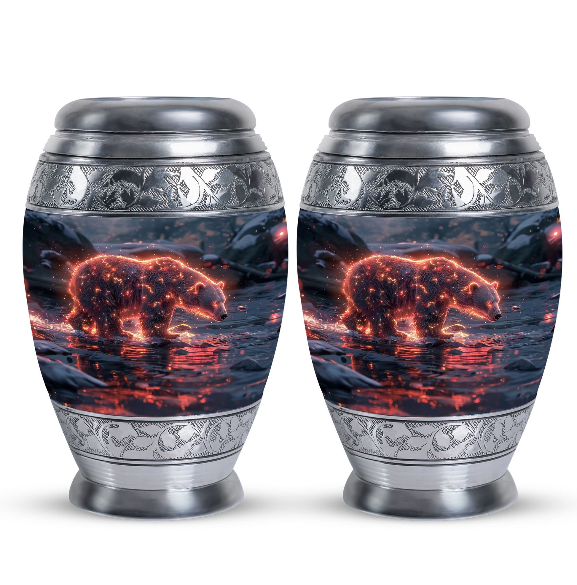 Fiery Polar Bear Urn for Funeral - Polar Bear Cremation Urn