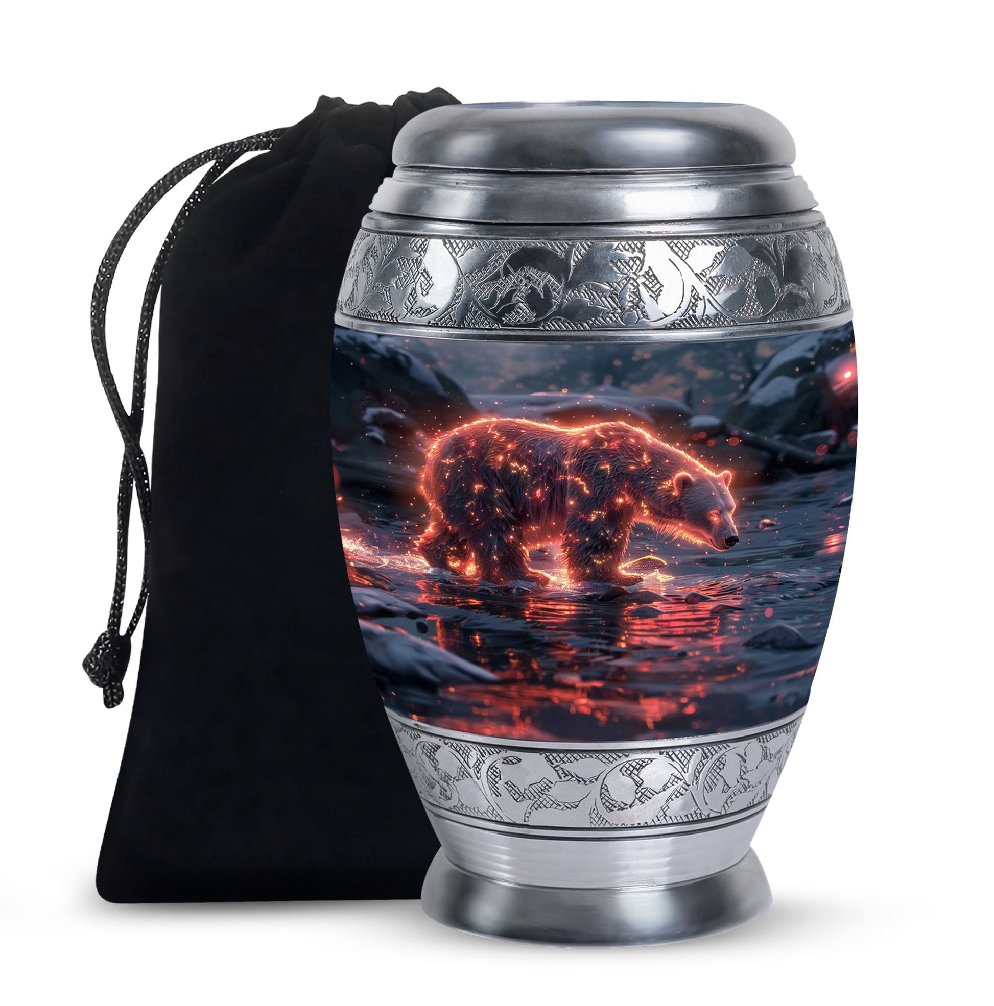Fiery Polar Bear Urn for Funeral - Polar Bear Cremation Urn