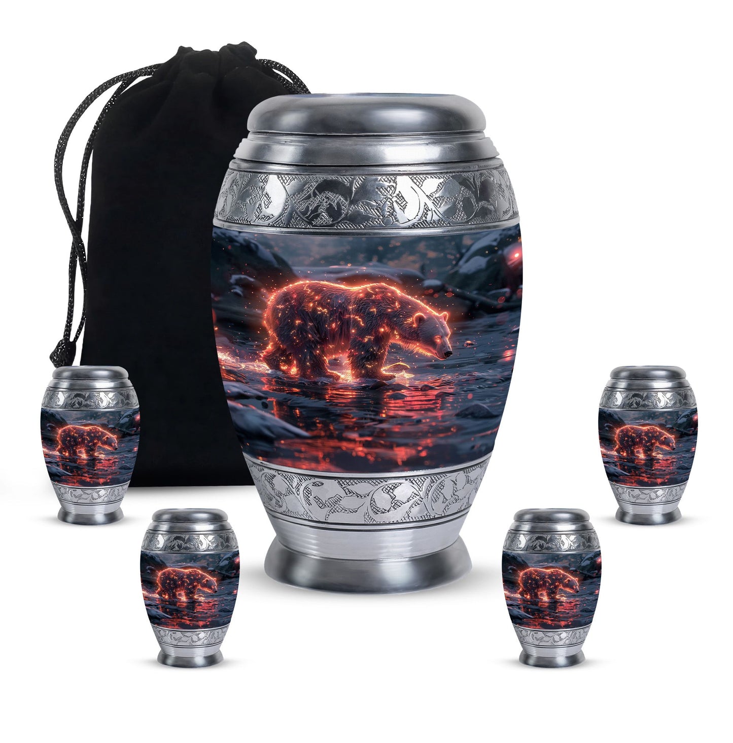 Personalized Bear Cremation Urn for Human Ashes - 10-inch, 200 cu in - Yatskia