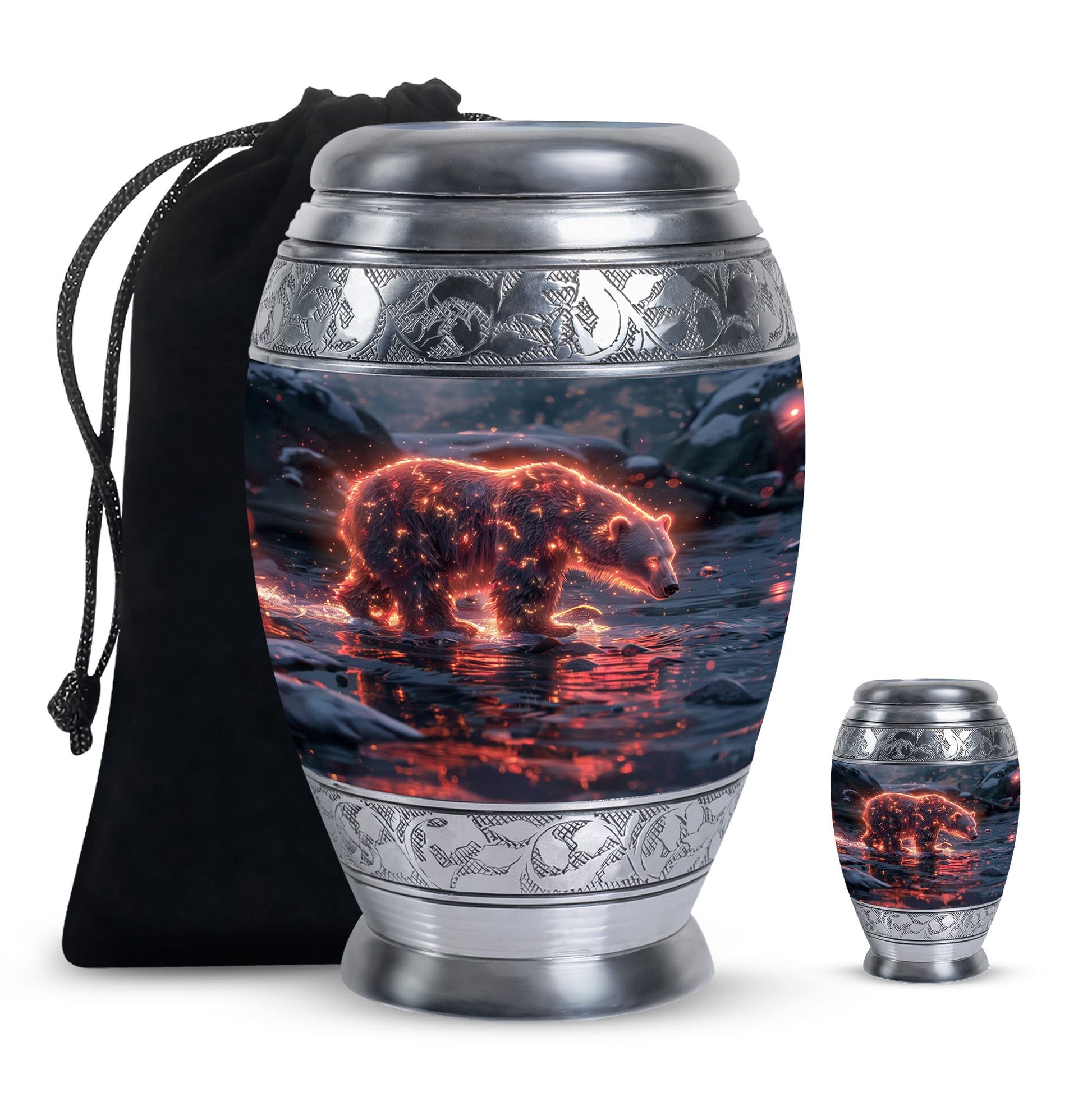 Fiery Polar Bear Urn for Funeral - Polar Bear Cremation Urn