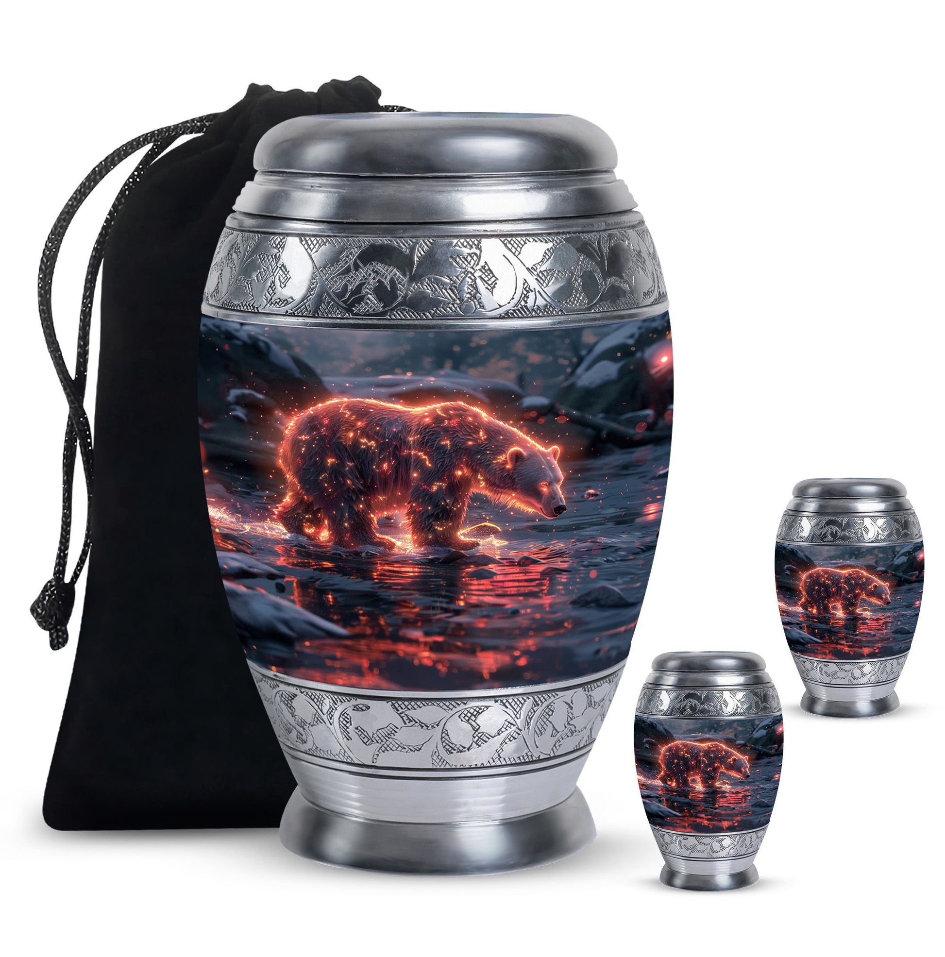 Fiery Polar Bear Urn for Funeral - Polar Bear Cremation Urn