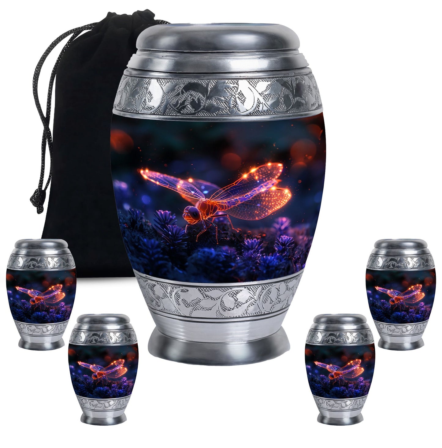 Personalized Dragonfly Cremation Urn for Men - 10-inch, 200 cu in - Yatskia