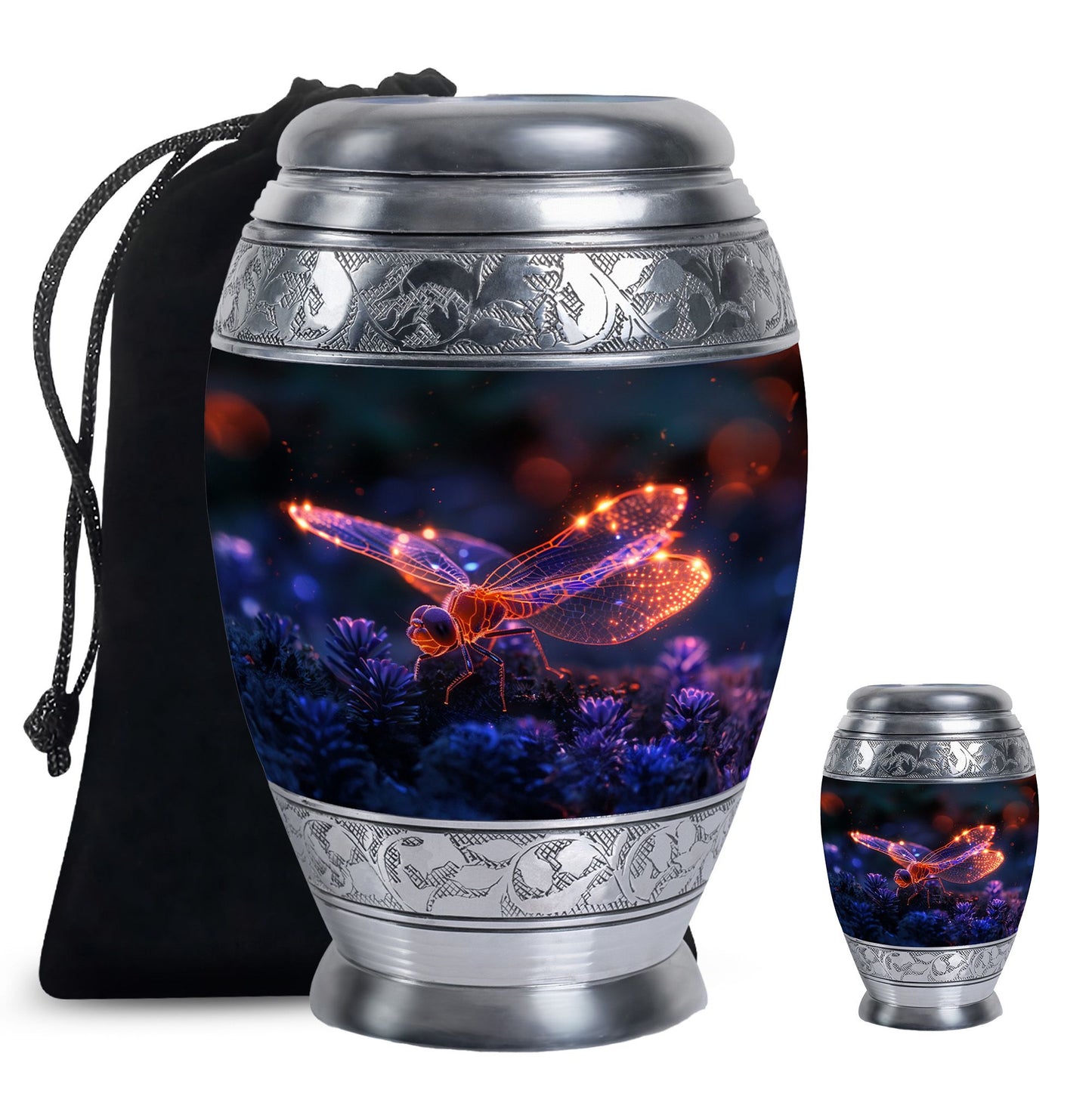 Personalized Dragonfly Cremation Urn for Men - 10-inch, 200 cu in - Yatskia