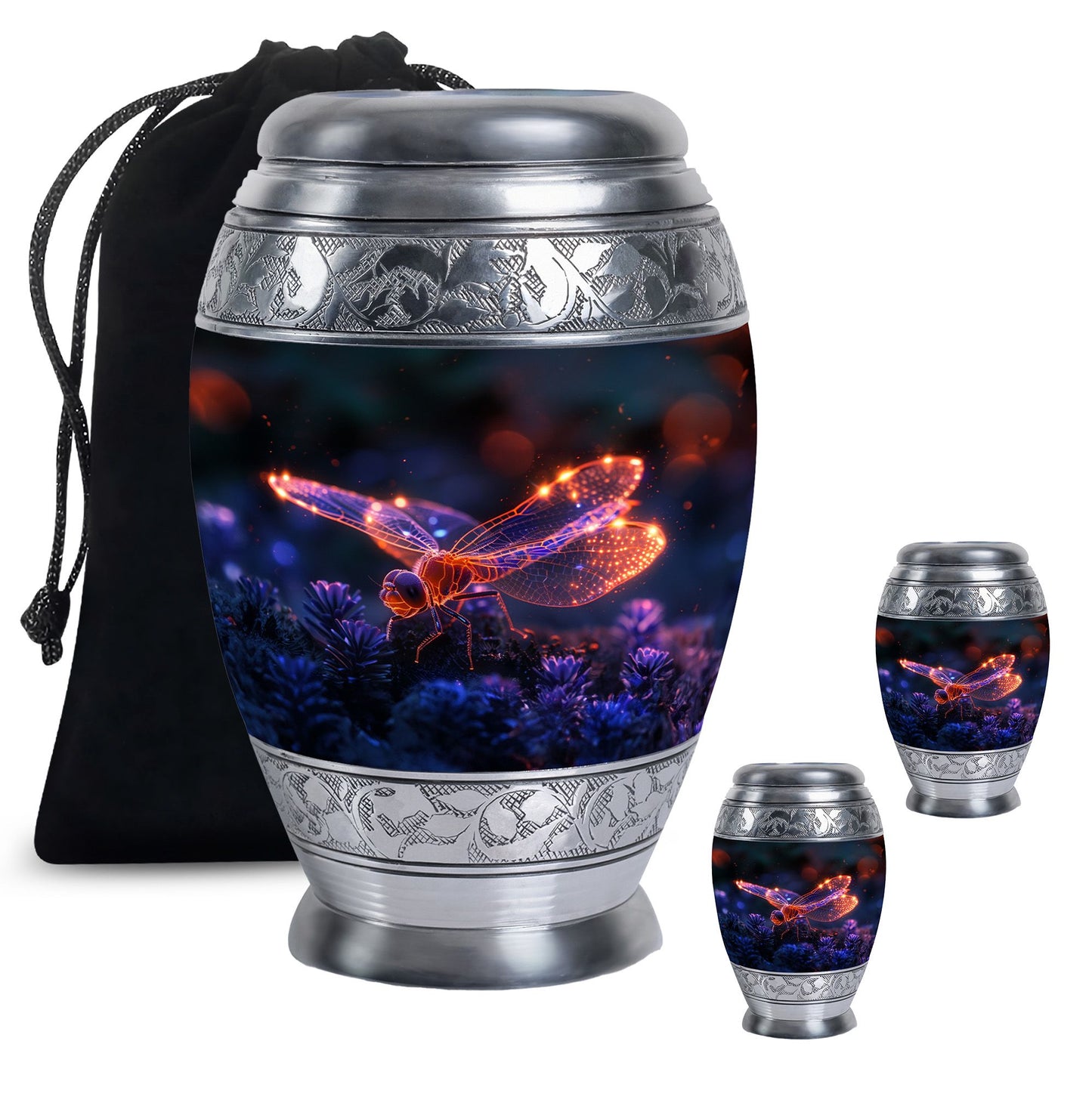 Personalized Dragonfly Cremation Urn for Men - 10-inch, 200 cu in - Yatskia