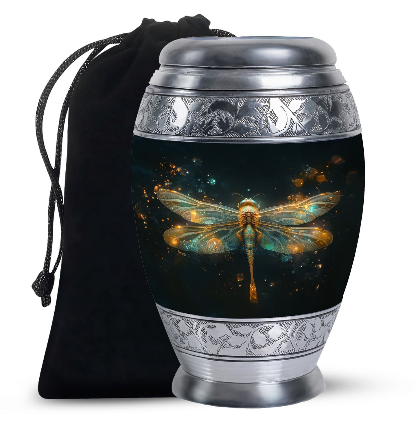 Personalized Dragonfly Cremation Urn for Women - 10-inch, 200 cu in - Yatskia