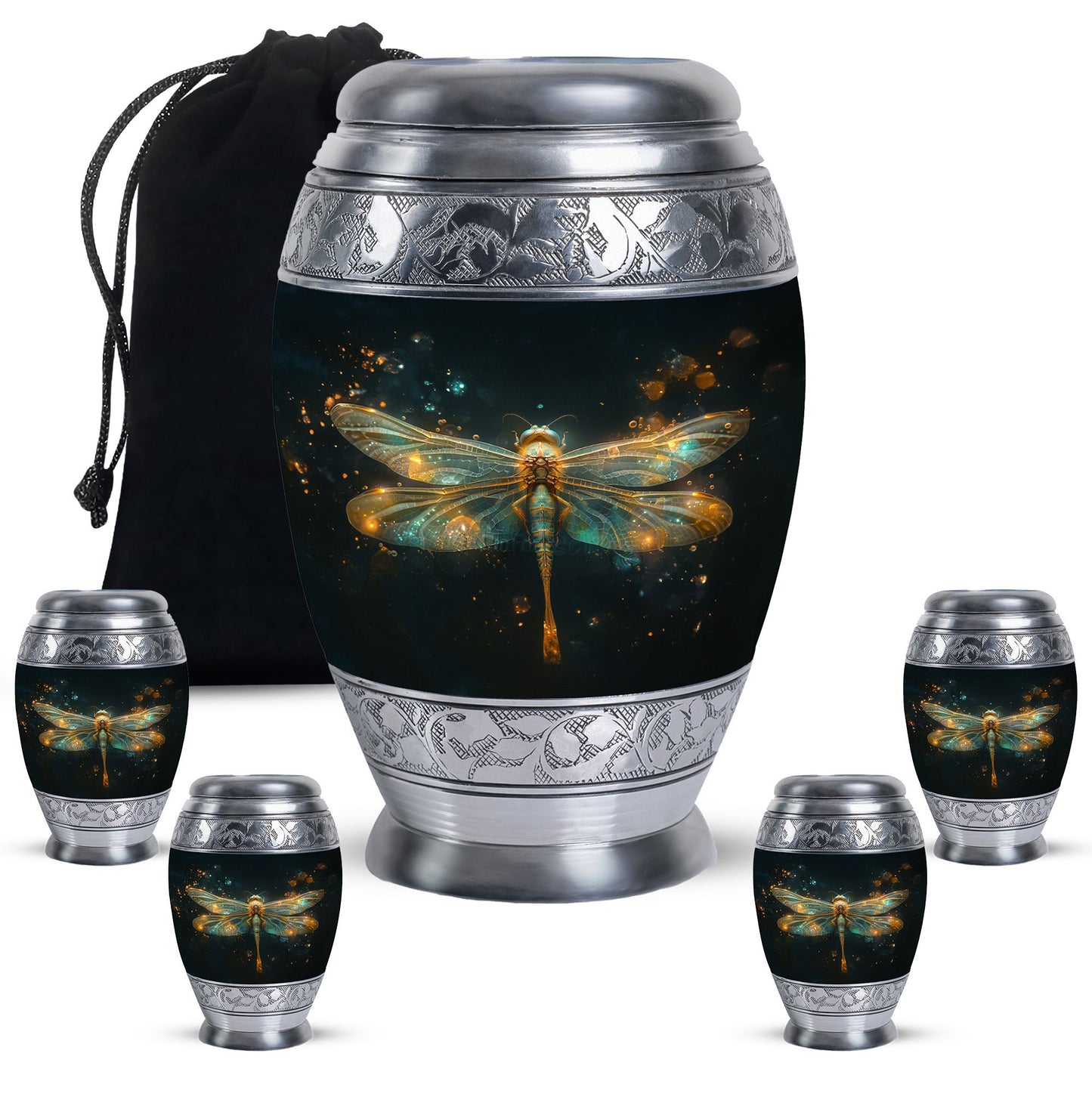 Personalized Dragonfly Cremation Urn for Women - 10-inch, 200 cu in - Yatskia