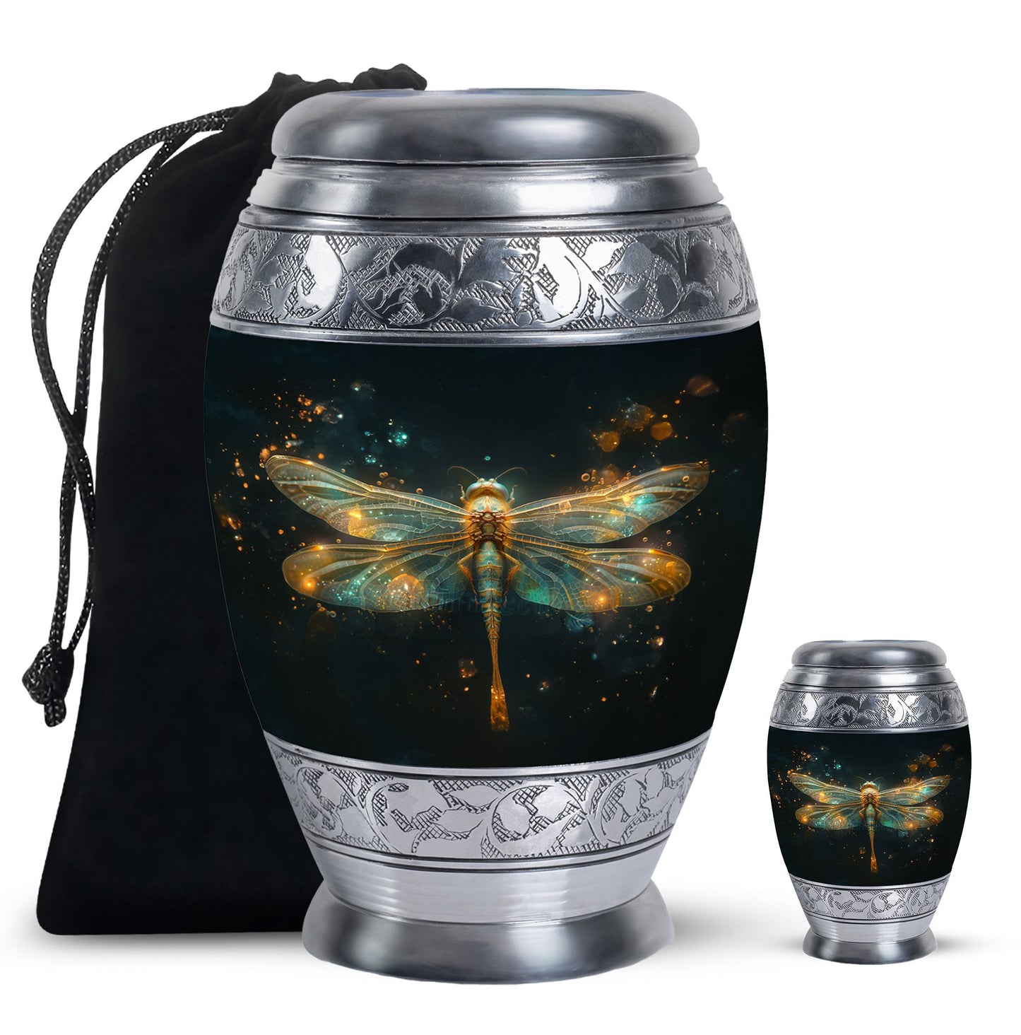 Personalized Dragonfly Cremation Urn for Women - 10-inch, 200 cu in - Yatskia