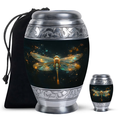 Personalized Dragonfly Cremation Urn for Women - 10-inch, 200 cu in - Yatskia