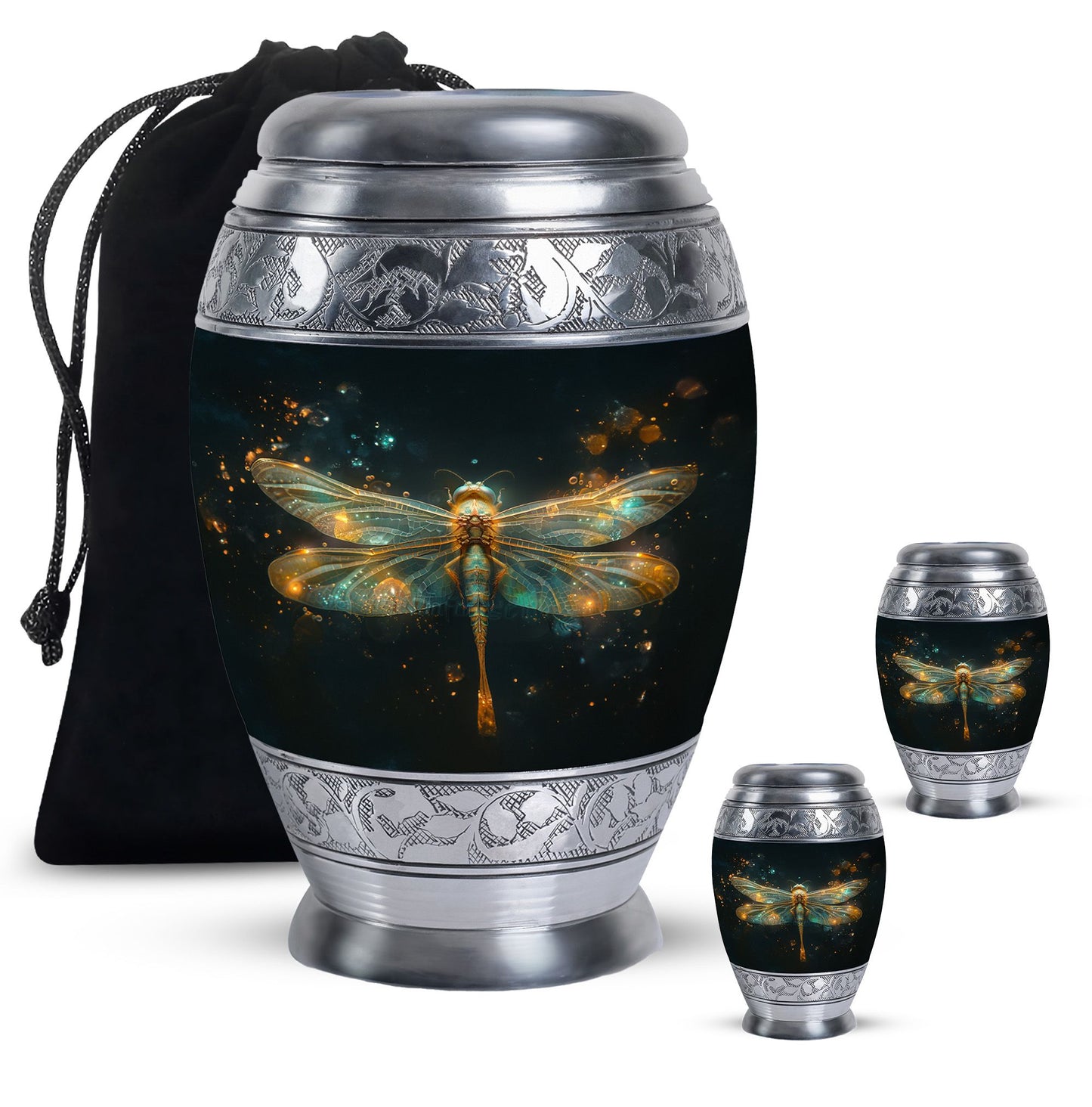 Personalized Dragonfly Cremation Urn for Women - 10-inch, 200 cu in - Yatskia