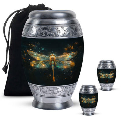 Personalized Dragonfly Cremation Urn for Women - 10-inch, 200 cu in - Yatskia