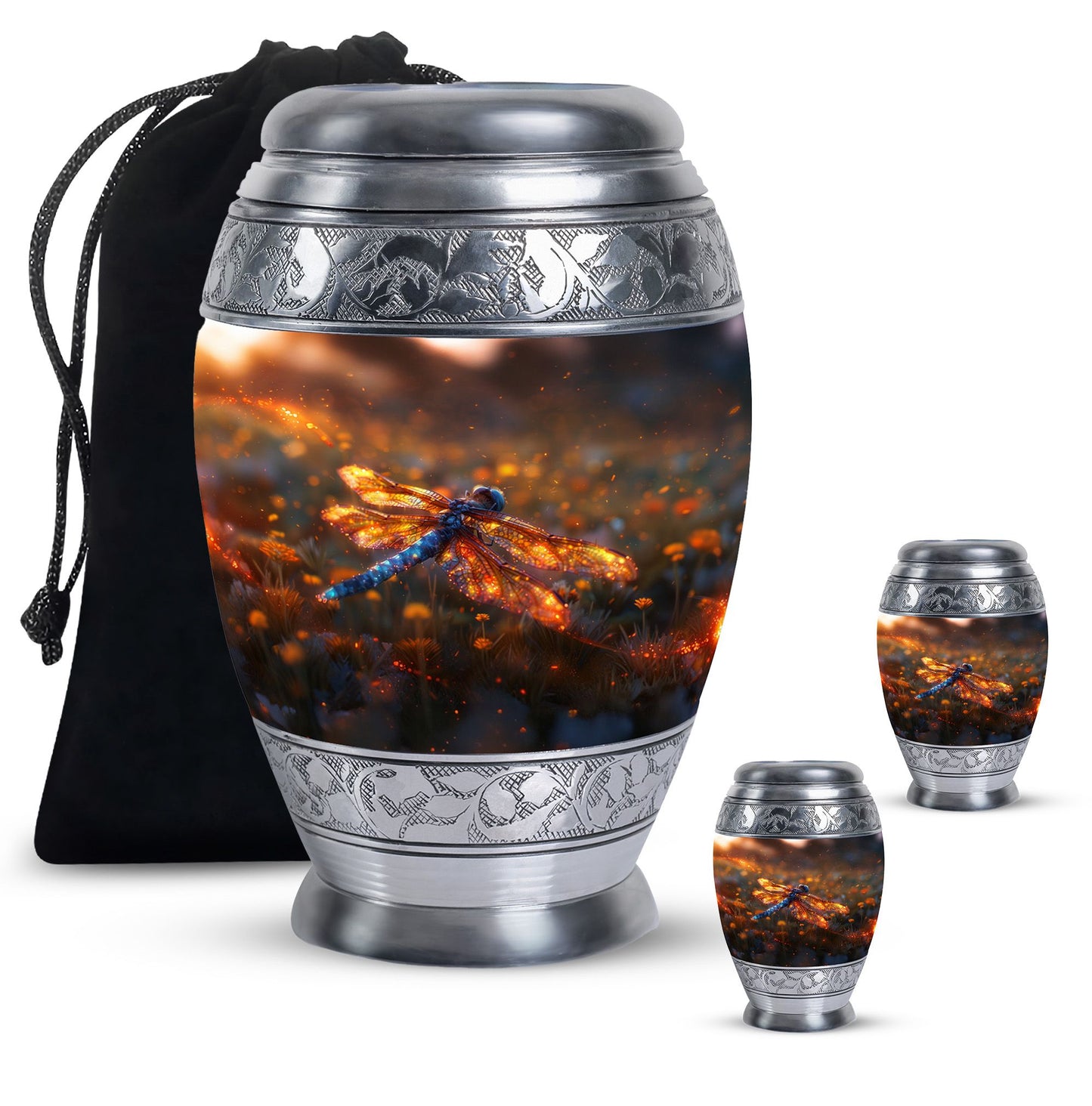 Personalized Dragonfly Memorial Urn for Human Ashes - 10-inch, 200 cu in - Yatskia