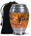 Autumn Canine Stroll Urn - German Shepherd Memorial Urns For Ashes