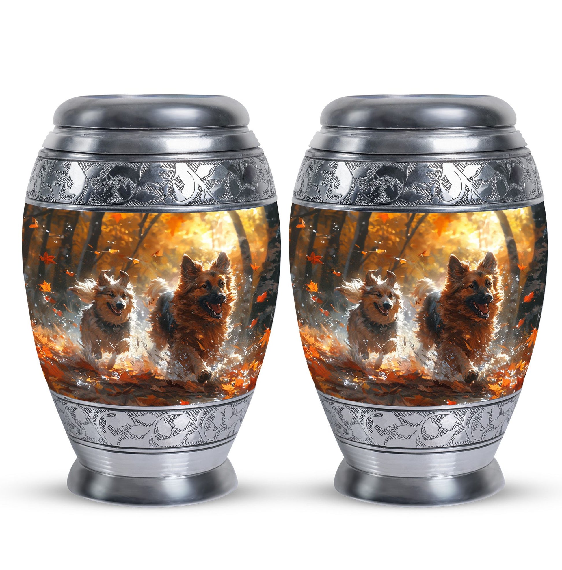 German Shepherd Memorial Urn For Dogs - Autumn Cremation Urn For Pet