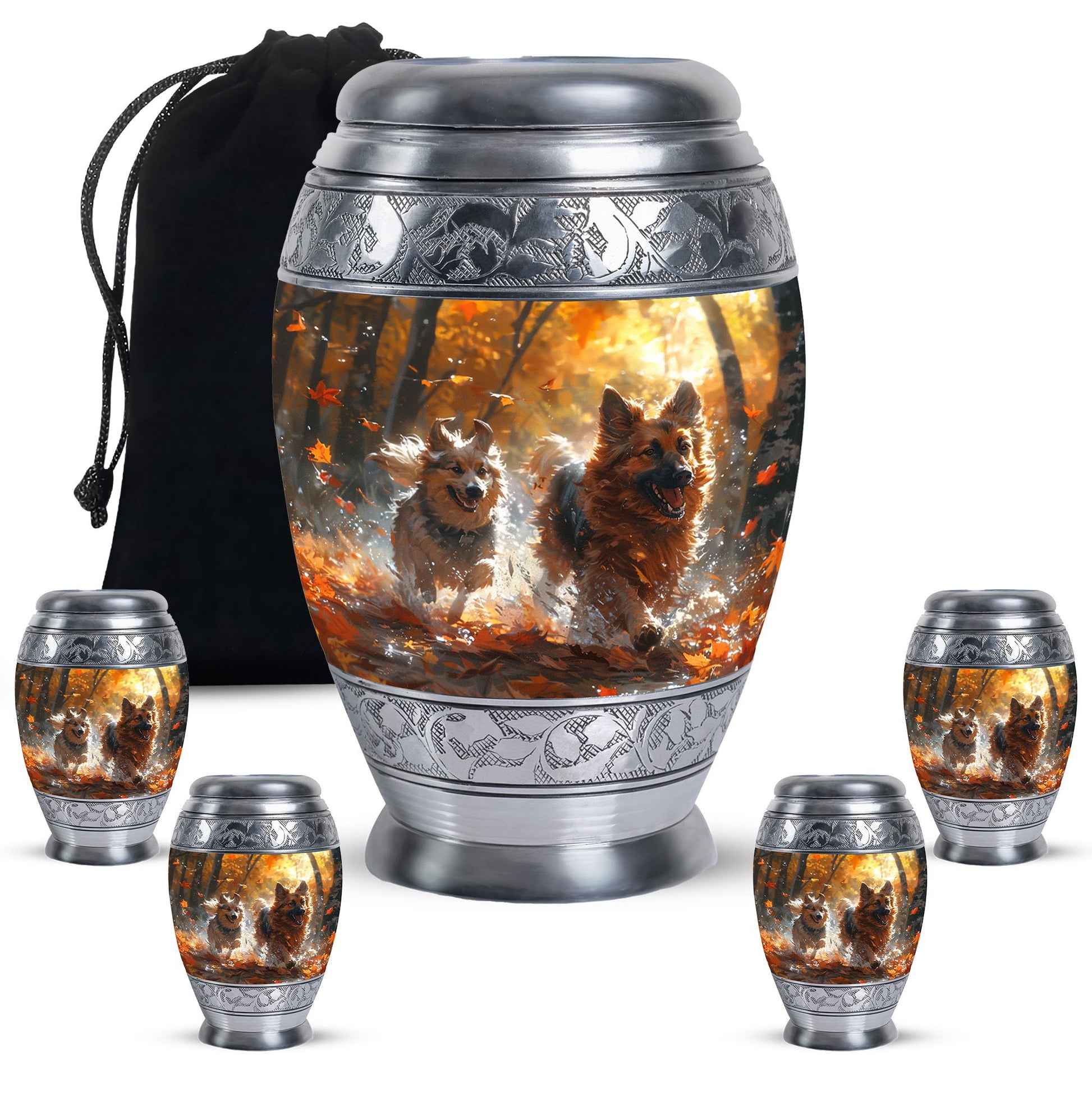 German Shepherd Memorial Urn For Dogs - Autumn Cremation Urn For Pet