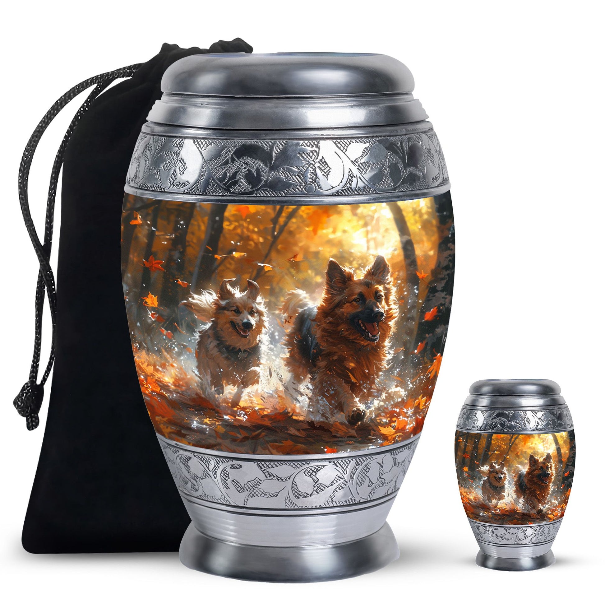 German Shepherd Memorial Urn For Dogs - Autumn Cremation Urn For Pet