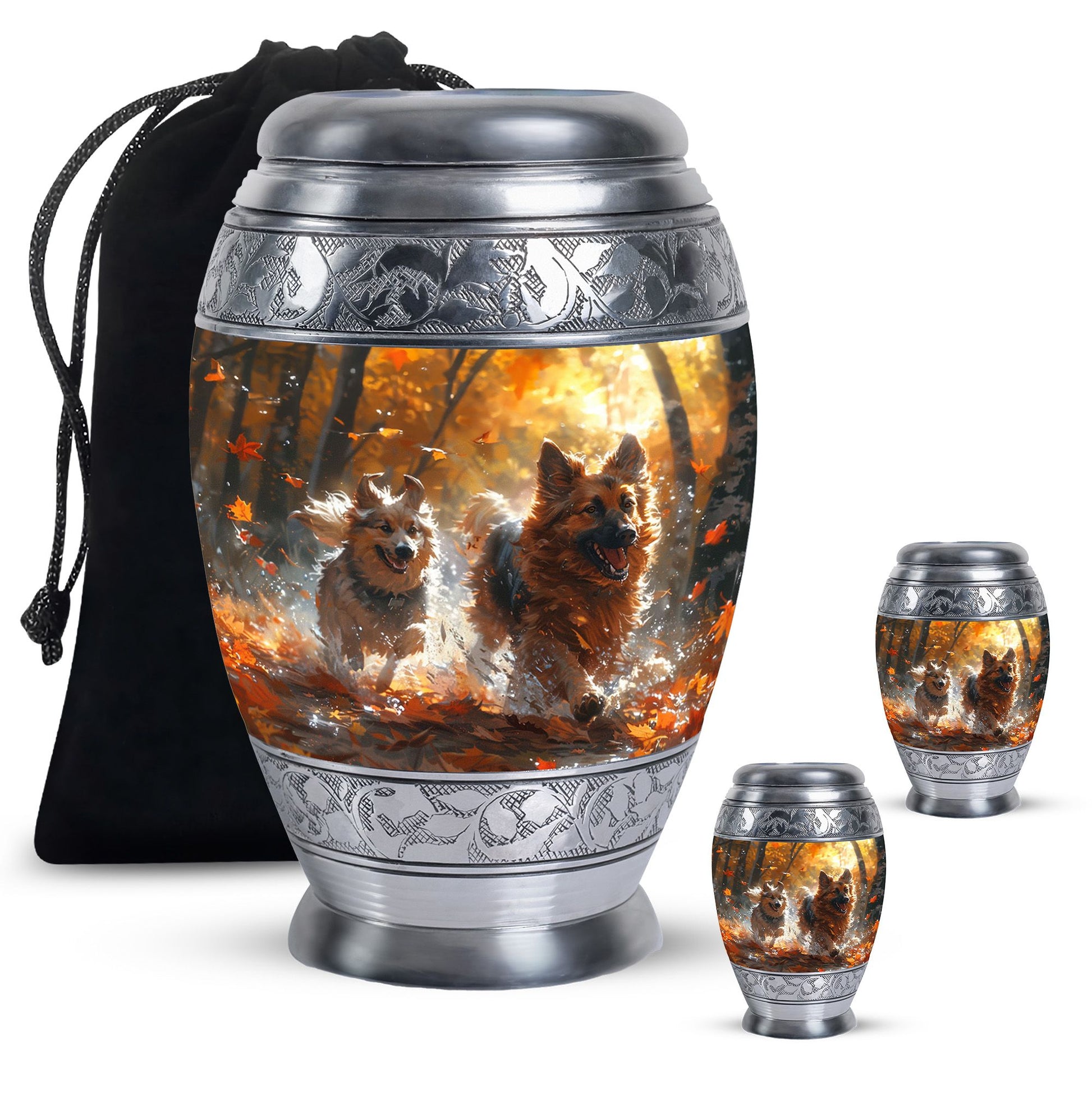 German Shepherd Memorial Urn For Dogs - Autumn Cremation Urn For Pet