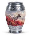 Pet Memorial Urn For Dog - Red Floral Tribute Urn Perfect For Memorials