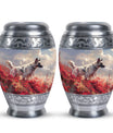 Pet Memorial Urn For Dog - Red Floral Tribute Urn Perfect For Memorials