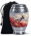Pet Memorial Urn For Dog - Red Floral Tribute Urn Perfect For Memorials