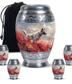 Pet Memorial Urn For Dog - Red Floral Tribute Urn Perfect For Memorials
