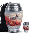 Pet Memorial Urn For Dog - Red Floral Tribute Urn Perfect For Memorials