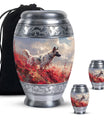 Pet Memorial Urn For Dog - Red Floral Tribute Urn Perfect For Memorials