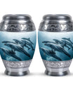 Aquatic Dolphins Family - Dolphin Cremation Urn For Men And Women