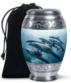 Aquatic Dolphins Family - Dolphin Cremation Urn For Men And Women