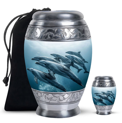Personalized Dolphin Cremation Urn for Men and Women - 10-inch, 200 cu in - Yatskia