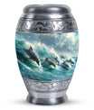Dolphin Urn Memorial For Adults - Ocean Waves Funeral Urn For Ashes
