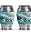 Dolphin Urn Memorial For Adults - Ocean Waves Funeral Urn For Ashes