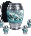 Dolphin Urn Memorial For Adults - Ocean Waves Funeral Urn For Ashes